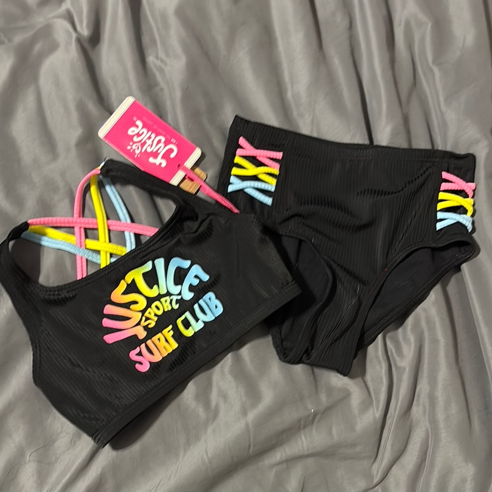 Justice Black Surf Club Bikini Set